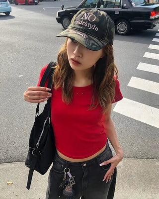Studded Jewel Neck French T-Shirt