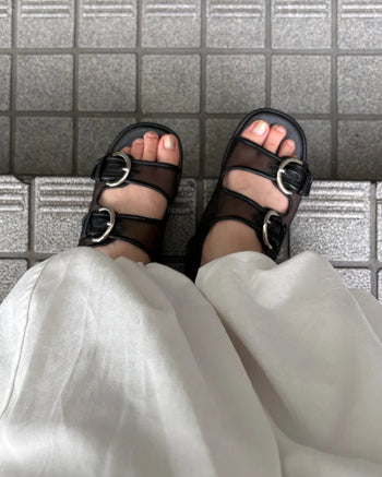 Double buckle mesh sandals