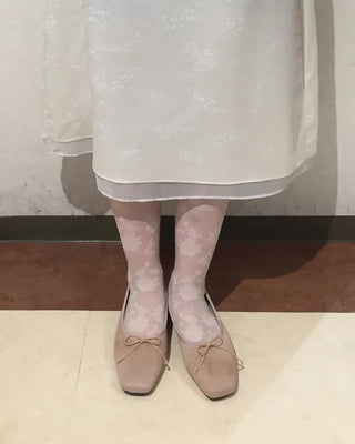 Ribbon square toe flat shoes