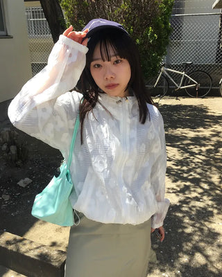 Flower Patch Jacquard Sheer Windbreaker
