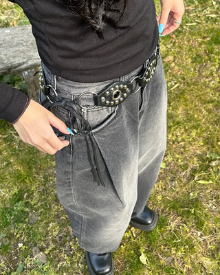 Vintage studded strap belt