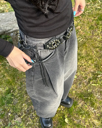 Vintage studded strap belt