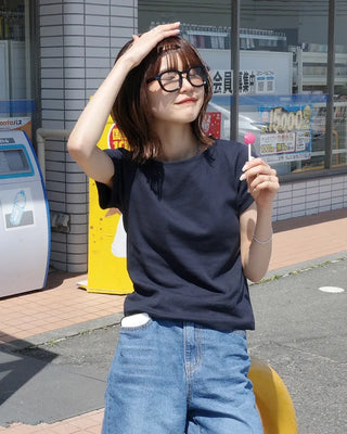 Boat neck crop short-sleeve t-shirt