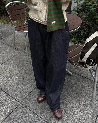 Yellow Stitch Wide Rigid Jeans