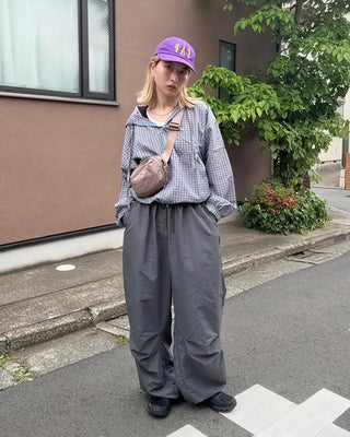 (Unisex) Tucked Nylon Parachute Pants