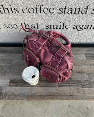 Block stitch stud vintage Boston bag