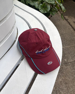 Two-tone stitch nylon racer cap