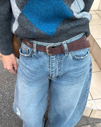 Twinkle Stitch Suede Belt