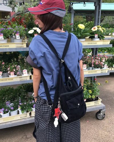 3-way multi-pocket denim bag