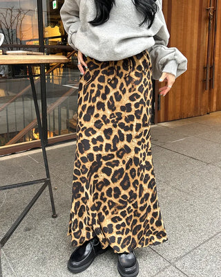 Big leopard mermaid maxi skirt