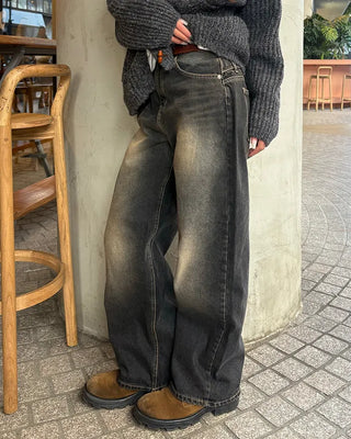 Gradient Wash Wide Denim Pants