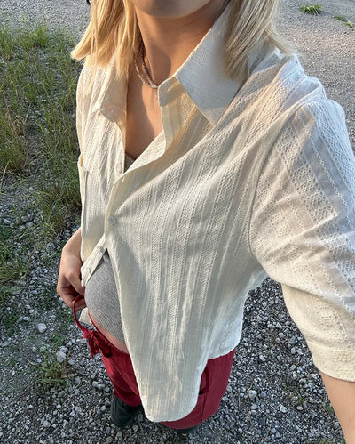 Ethnic striped cotton half shirt
