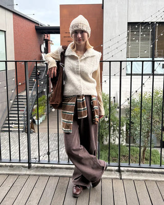 Brown cotton straight pants