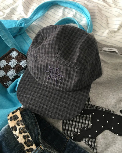 Sunstitch Check Seersucker Cap