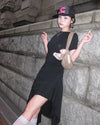 Waist Gathered Asymmetrical T-Shirt Dress
