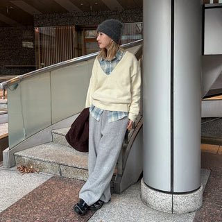 One-pocket loose flannel shirt