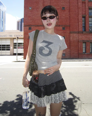 3 French Sleeve Cropped T-Shirt