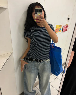 Basic Fit Striped Short Sleeve T-Shirt