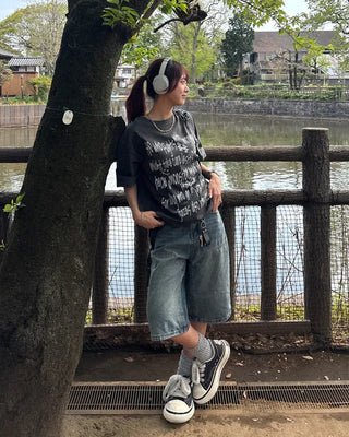 Alphabet Lettering Half T-Shirt