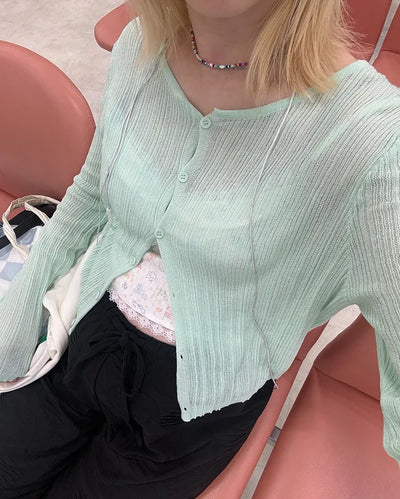 Rayon Mix Rib Summer Cardigan