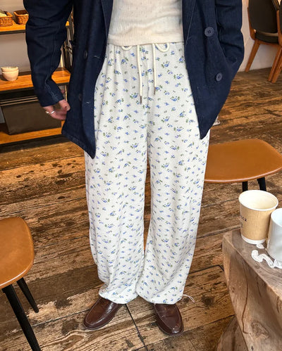 2-way hem flower waffle easy pants