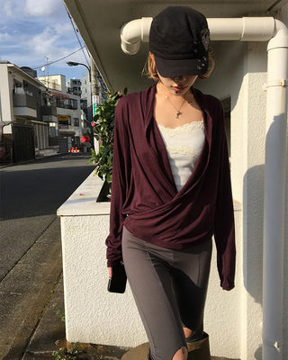 Drape Surplice Long Sleeve Top