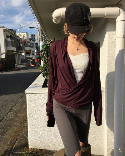 Drape Surplice Long Sleeve Top