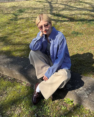 One-pocket gingham check shirt