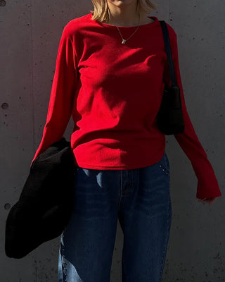 Scooped Neck Fleece Long T-Shirt