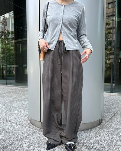 Striped string wide slacks