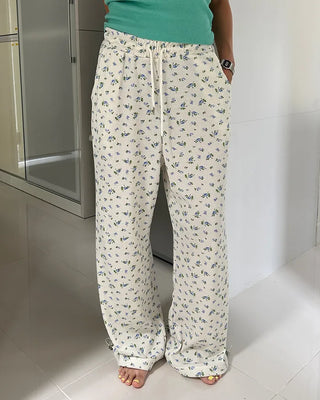 2-way hem flower waffle easy pants