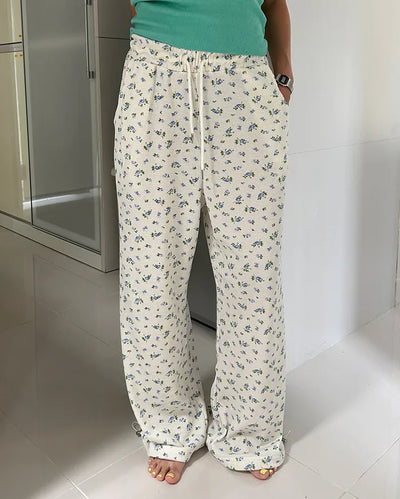 2-way hem flower waffle easy pants