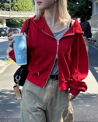 Daily Cropped Hooded Zip-Up
