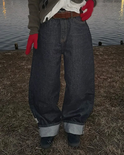 Hem Tag Point Rigid Baggy Jeans
