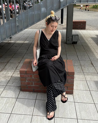 Gathered Point Wrinkle Long Dress