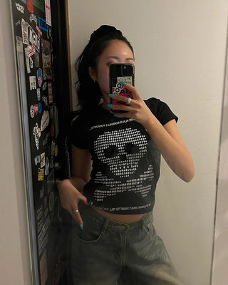 Money Skull Semi-Cropped Half T-Shirt