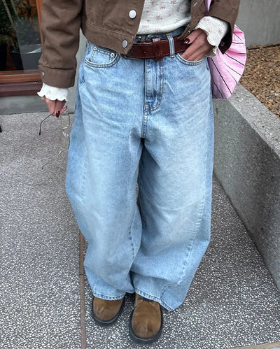 Back-unique center-seam double-pocket jeans