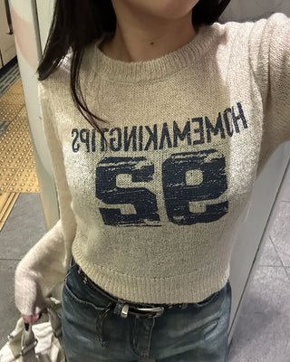 92 Damaged Print Semi-Cropped Sheer Knit