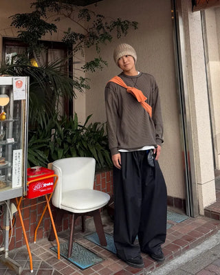 D-ring two-pleat wide-leg pants