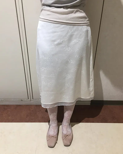 Flower Jacquard Layered Trapeze Skirt