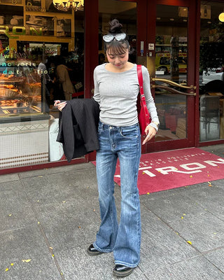 Bateau Neck Basic Long T-Shirt