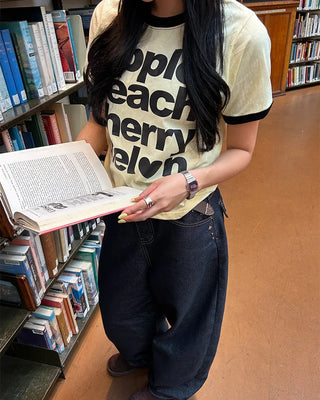 Fruit Name Ringer Semi-Cropped Half T-Shirt