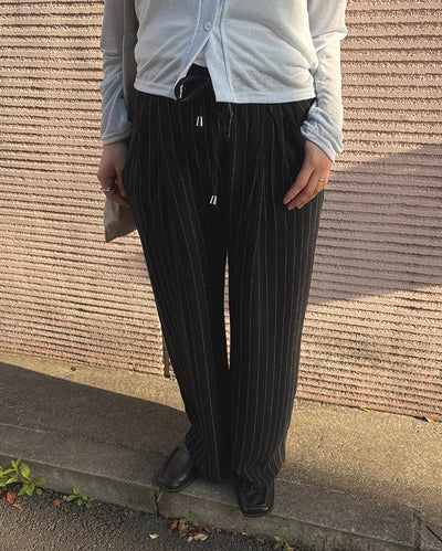 Pinstripe Linen Viscose Easy Pants