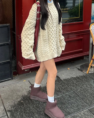 Mixed Twist Oversized Knit Sweater