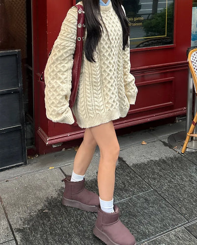 Mixed Twist Oversized Knit Sweater