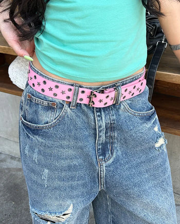 Star Studded Double Eyelet Belt