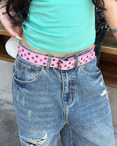 Star Studded Double Eyelet Belt