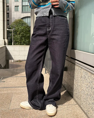 Flap Stitch Point Rigid Denim Pants