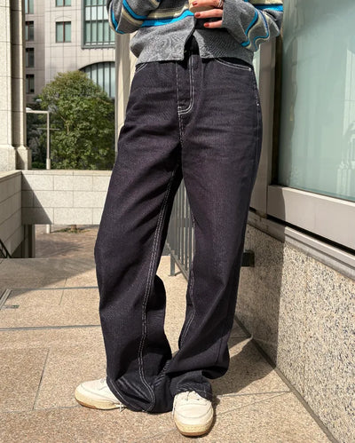 Flap Stitch Point Rigid Denim Pants
