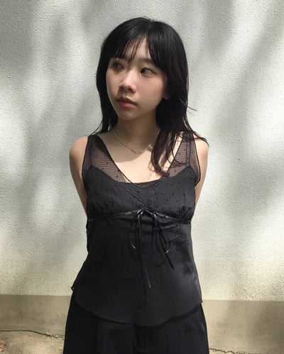 Pindot border sheer bustier